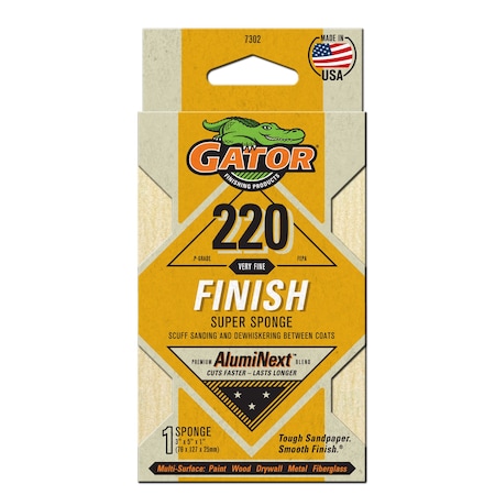 Gator Finishing AlumiNext Sandpaper Super Sponge, 220 Very Fine Grit Finish 7302